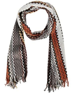Missoni Zigzag-Pattern Fringed Cotton Scarf - White