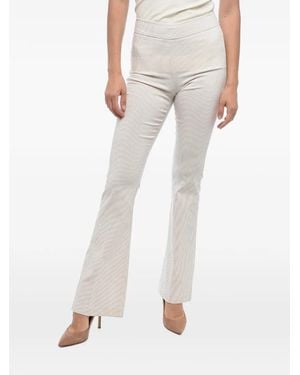 Avenue Montaigne Striped-Pattern Flared-Hem Trousers - Natural