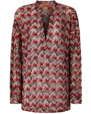 Missoni シェブロン ニットトップ - レッド
