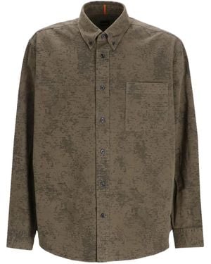BOSS Printed Button-Up Shirt - Green