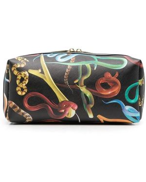 Seletti Trousse Da Bagno Con Stampa - Grigio