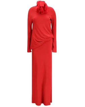 Magda Butrym Long Open-Back Dress With High Neck - Red