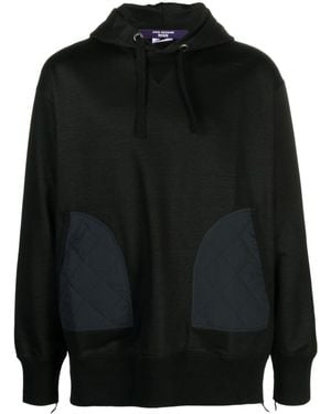 Junya Watanabe Ripstop-panel Cotton Hoodie - Black