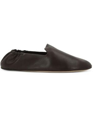 The Row Ruched-Heel Leather Loafers - White