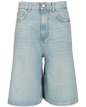 AMISH Belt-Loop Buttoned Shorts - Blue