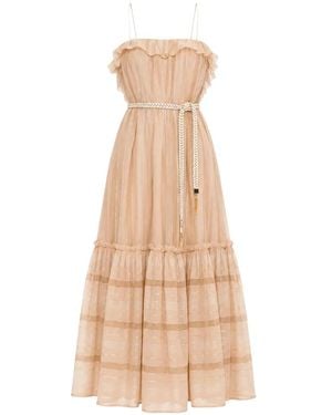 Zimmermann Ruffled Striped Maxi Dress - Natural