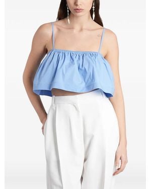 IRO Naomy Ruffled Cropped Cotton Top - Blue