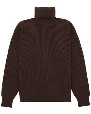 Fortela High Neck Ribbed Jumper - Brown