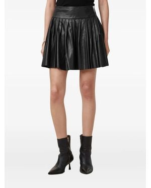 AllSaints Pleated Leather Zip Skirt - Black