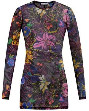 Area Hotfix Printed Tulle Mini Dress - Blue