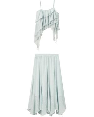 B+ AB Ruffled Lace-Trim Dress - White