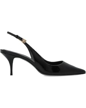 Black Suede Studio Branca Point-Toe Slingback Pumps - Black