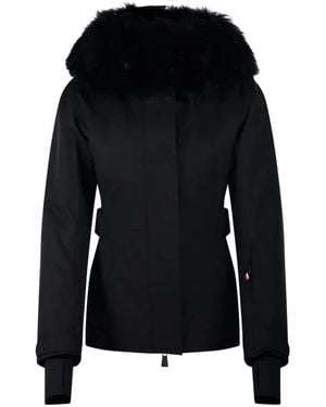 Moncler Veste Ceinturée À Bord En Fourrure Artificielle - Noir