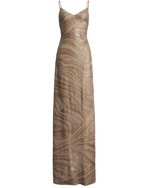 Ralph Lauren Mulberry Silk Sequin Gown - Natural