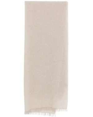 D'Aniello Fringed Metallic Scarf - White