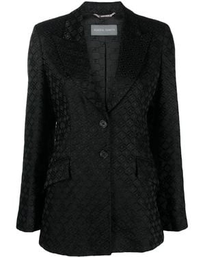 Alberta Ferretti Monogram-Jacquard Single-Breasted Blazer - Black
