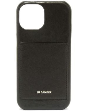 Jil Sander Étui Pour Smartphone En Cuir À Logo Embossé - Noir