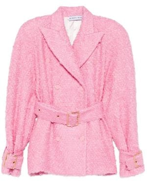 ROWEN ROSE Chaqueta con cinturón y doble botonadura - Rosa