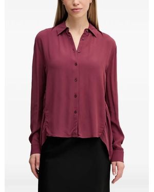 Sisley Ruched Buttoned Shirt - Red
