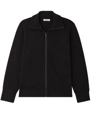 Sandro Zip-Up Wool Cardigan - Blue