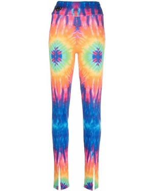 Philipp Plein Tie-Dye High-Rise Leggings - Blue
