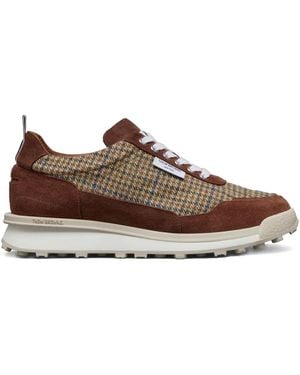 Thom Browne Gunclub-Check Cheviot Tweed Alumni Trainers - Brown