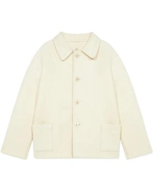 Fortela Donkey Front Pocket Wool Coat - White