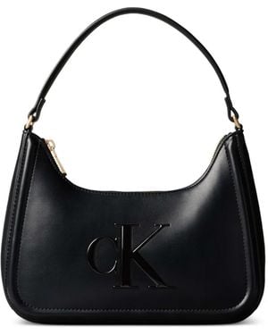 Calvin Klein Sac Porté Épaule À Logo Embossé - Black
