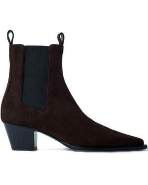 TOTEME 80Mm Suede Boots With Pointed Toe - Black
