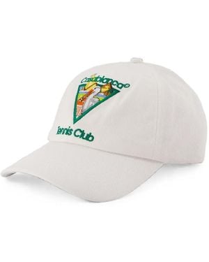 CASABLANCA Pyramid Abduction Tennis Club Cotton Baseball Cap - White