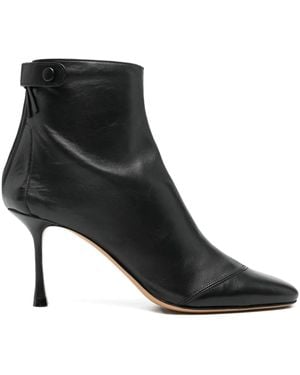 Francesco Russo 75Mm Leather Zipped-Back Ankle Boots - Black