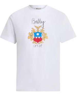 Bally Crest-Print Cotton T-Shirt - White