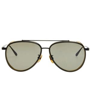 Linda Farrow Cortes Pilot-Frame Sunglasses - Metallic