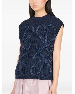 Loewe Cable-Knit Vest - Blue