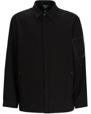 BOSS Pocket-Detail Shirt Jacket - Black