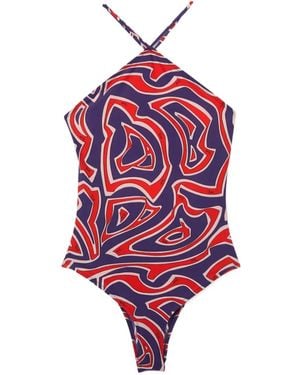 PUCCI Bañador con estampado labirinto - Rojo