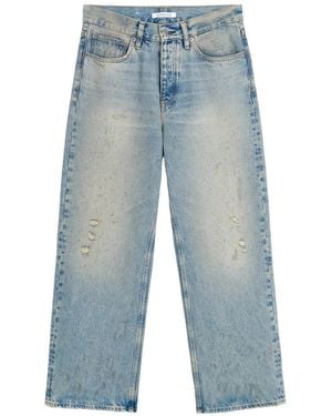 sunflower Paint-Splatter Distressed Jeans - Blue