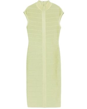 Hervé Léger Davina Ribbed Midi Dress - Green