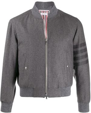 Thom Browne Tonal 4-Bar Flannel Blouson Jacket - Grey