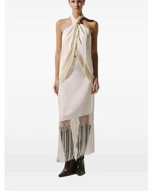 Baobab Austin Fringe-Trimmed Maxi Skirt - White