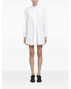 Loewe Ruffled-Skirt Shirt Dress - White