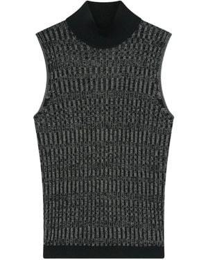 RETORI Micro-Check Sleeveless Vest - Black