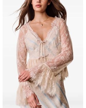 LoveShackFancy Blouse En Soie À Fleurs - Rose