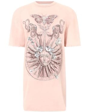 Philipp Plein Mini Open-Back Butterfly-Motif Tattoo Dress - Pink