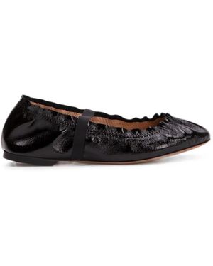 Odissi Flora Patent Leather Ballet Flats - Black