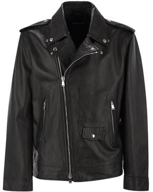 Dondup Leather Biker Jacket - Black