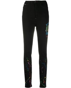 Philipp Plein Crystal Skull-Embellished Leggings - Black
