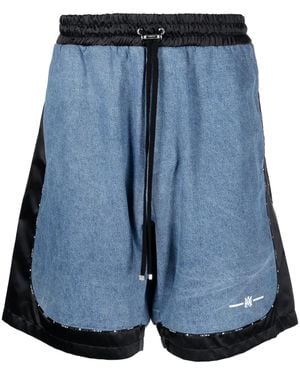 Amiri Denim-panelled Track Shorts - Blue