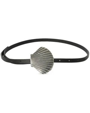 MEIMEIJ Shell-Buckle Leather Belt - Black