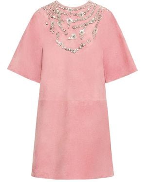 Oscar de la Renta Crystal-Embellished Mini Dress - Pink